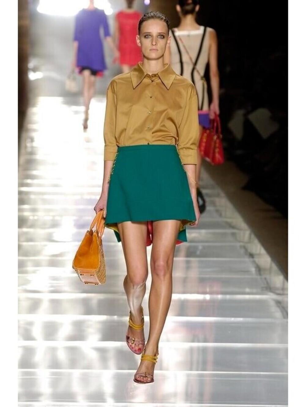 Vintage Louis Vuitton 2006 FR-36/38 Marc Jacobs Green Tray Asymmetrical Skirt